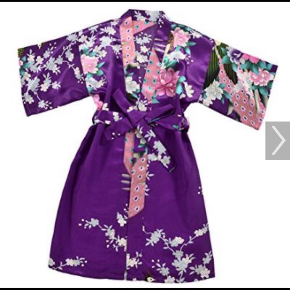 New Purple Girls Japanese Asian Kimono Robe Size12